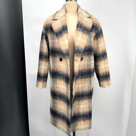New MADEWELL courton plaid coat jacket pea cote trench long sz xxs style NC571 - Picture 2 of 12